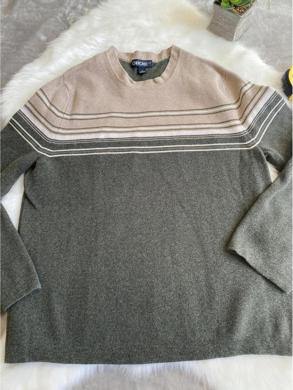 Cherokee Striped Crew Neck Sweater Size Small